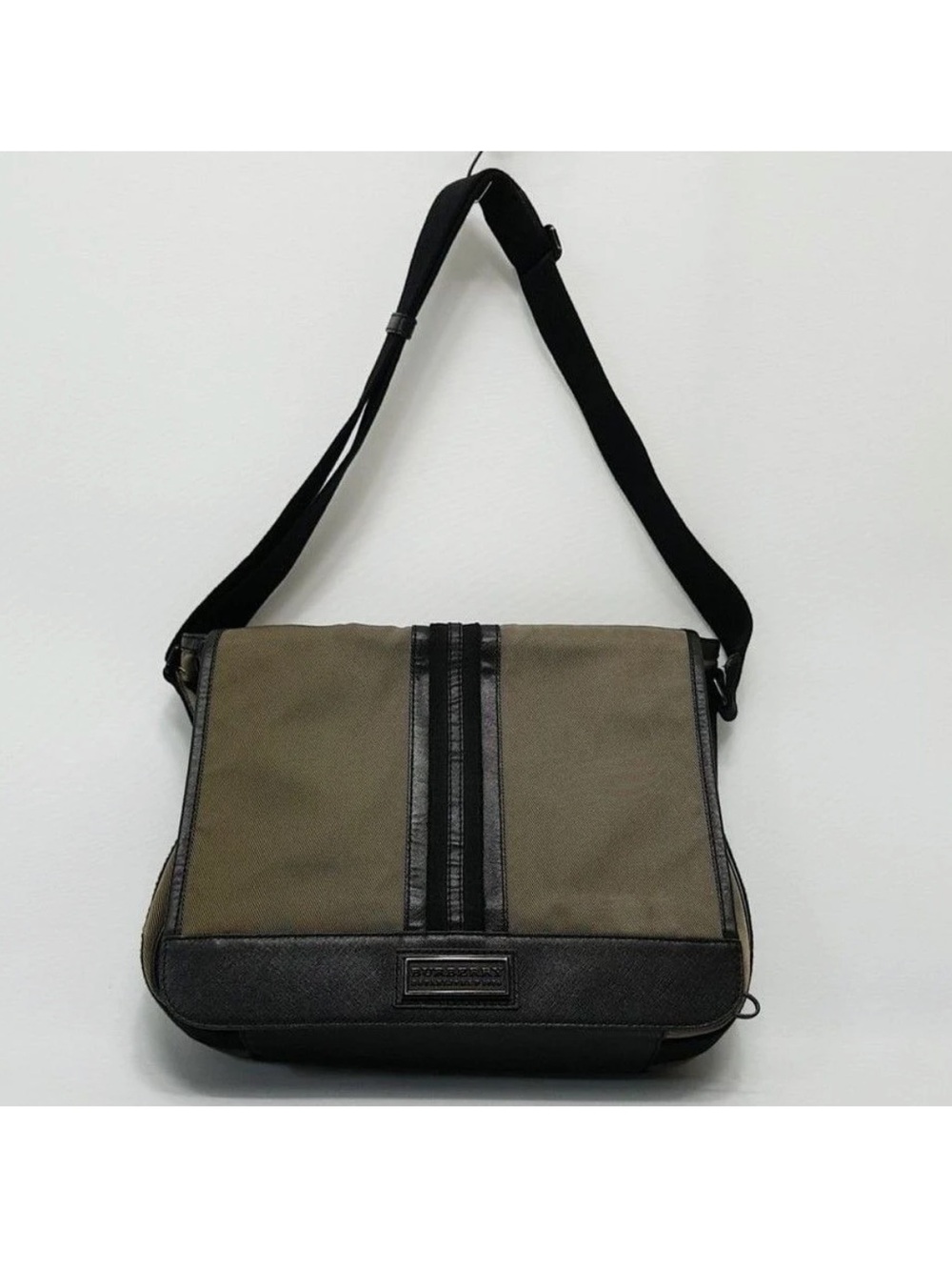 Burberry Olive Green and Black Messenger/Laptop crossbody Bag
